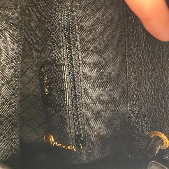 GUCCI Bamboo Backpack Suede Leather Black Gold 003 1705 0030 Auth nb031 main image 5